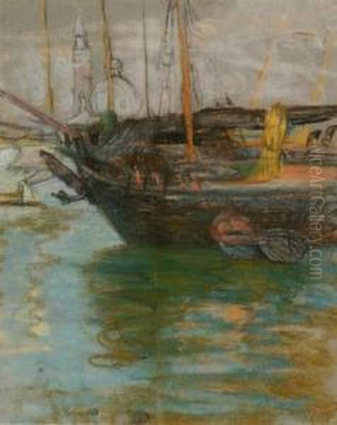 Venetian Harbor Scenes: Oil Painting by Francis Hopkinson Smith