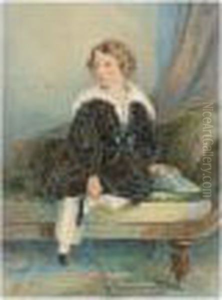 Boy Seated On A Chaise Longue Oil Painting by Garden Grant Smith