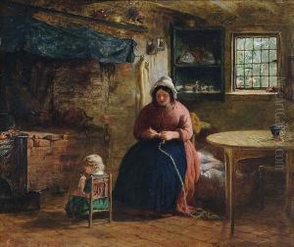 Straw Plaiting Oil Painting by George Smith