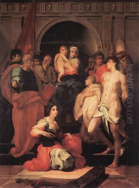 Madonna Enthroned And Ten Saints Oil Painting by Rosso Fiorentino (Giovan Battista di Jacopo)