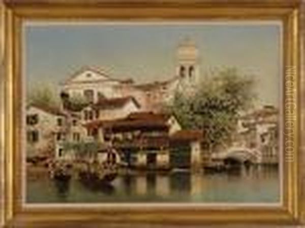 Venetian Canal Scene Oil Painting by Henry Pember Smith