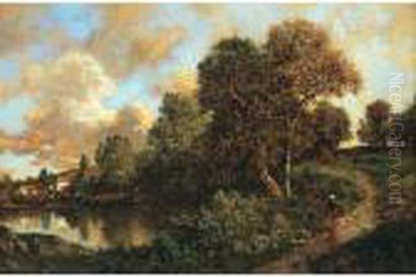 Walking Beside The Pond Oil Painting by Henry Pember Smith