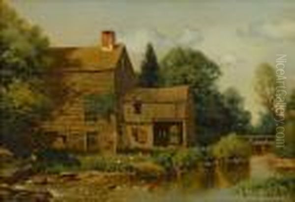 The Old Grist Mill, Mid-summer Oil Painting by Henry Pember Smith