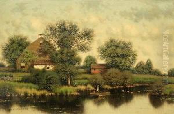 Fishing On A Summer's Day Oil Painting by Henry Pember Smith