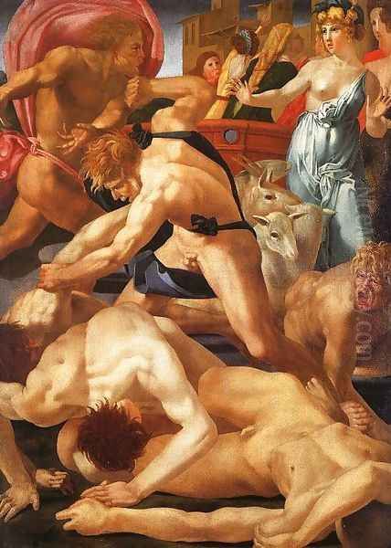 Moses defending the Daughters of Jethro 1523 Oil Painting by Rosso Fiorentino (Giovan Battista di Jacopo)