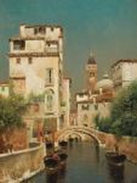 A Venetian Canal Oil Painting by Henry Pember Smith