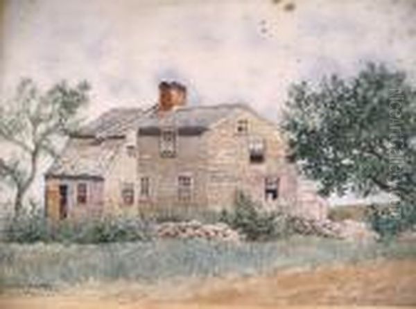 Cottage & Gardens Oil Painting by Henry Pember Smith