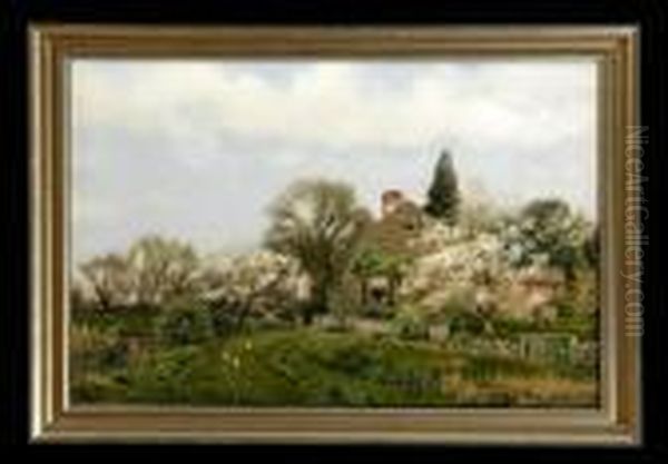 Spring At The Cottage Oil Painting by Henry Pember Smith