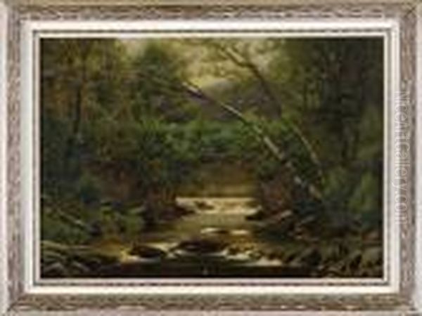 Landscape With Brook And Stone Bridge Oil Painting by Henry Pember Smith