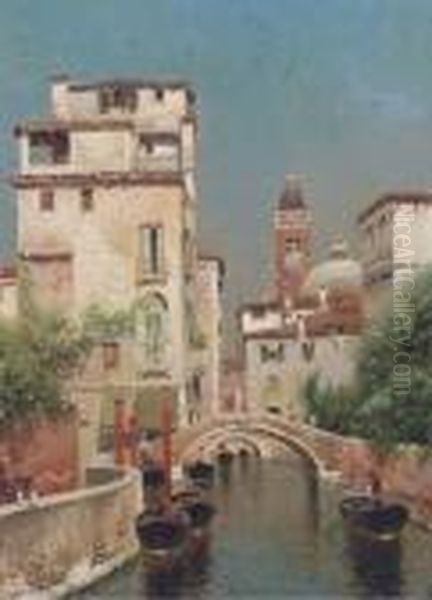 A Venetian Canal Oil Painting by Henry Pember Smith