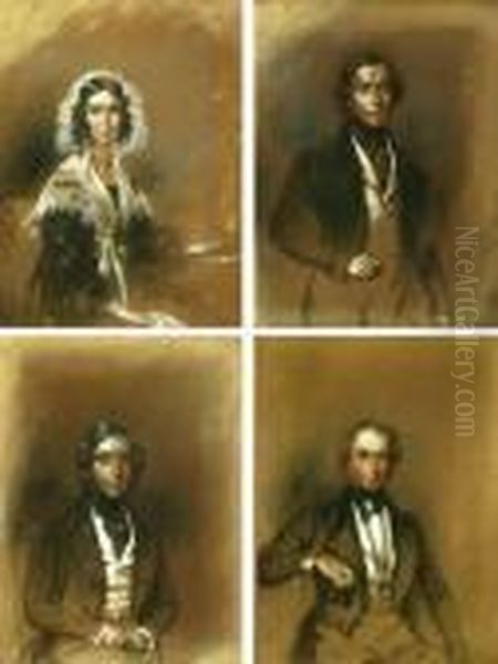 Artists Family - Four Portraits Oil Painting by Henry Pember Smith