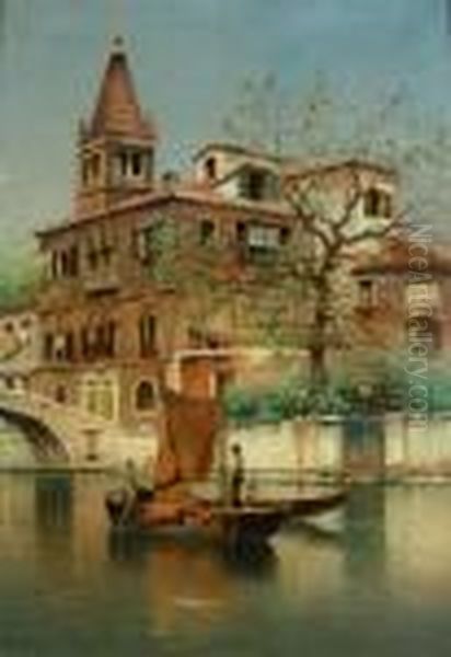 Venetian Canal Oil Painting by Henry Pember Smith