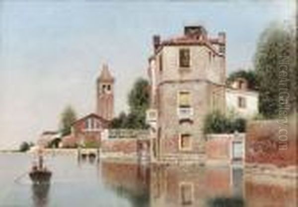 Villa On The Canal, Venice Oil Painting by Henry Pember Smith