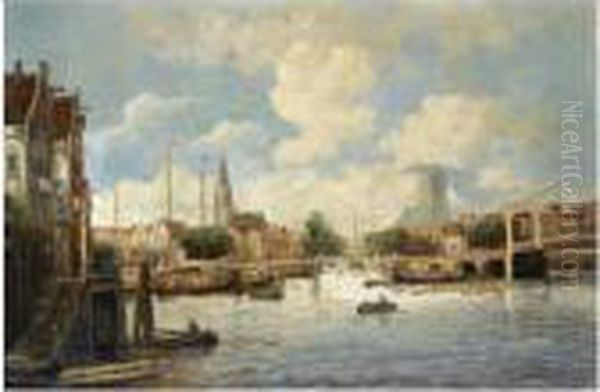 The Harbour Of Dordrecht Oil Painting by Hobbe Smith