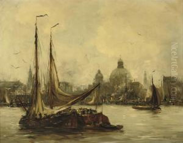 Amsterdam Seen Towards The South From The Ij Oil Painting by Hobbe Smith