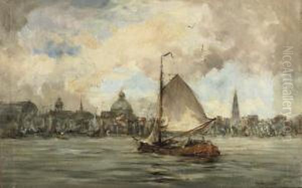 Sailing On The Ij, Amsterdam Oil Painting by Hobbe Smith