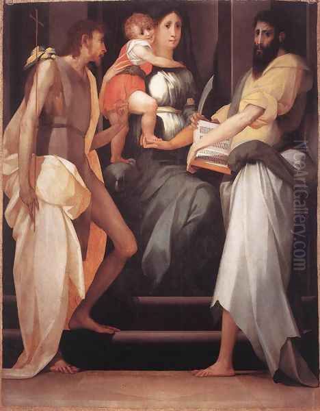 Madonna Enthroned between Two Saints Oil Painting by Rosso Fiorentino (Giovan Battista di Jacopo)