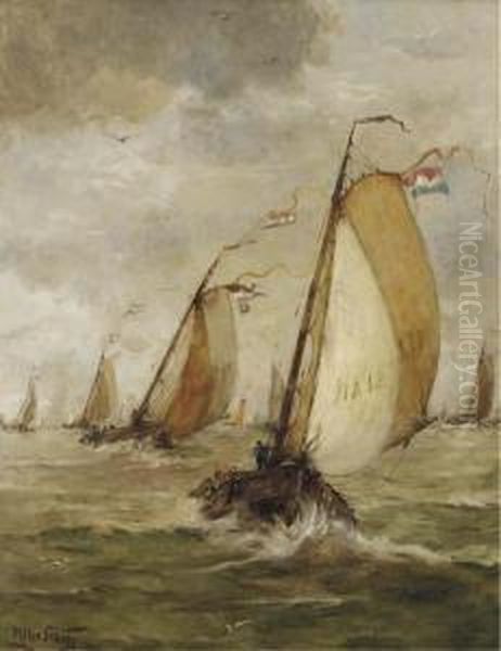 A Festive Fleet On The Zuiderzee Oil Painting by Hobbe Smith