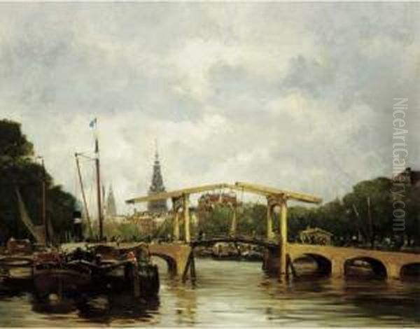 De Magere Brug Over De Amstel Oil Painting by Hobbe Smith