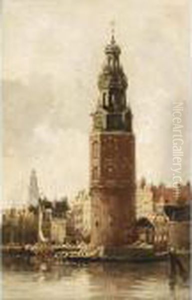 A View Of The Montelbaanstoren, Amsterdam Oil Painting by Hobbe Smith