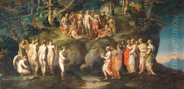 The Contest of the Pierides Oil Painting by Rosso Fiorentino (Giovan Battista di Jacopo)