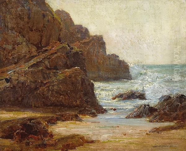 A Rocky Coastline Oil Painting by Jack Wilkinson Smith