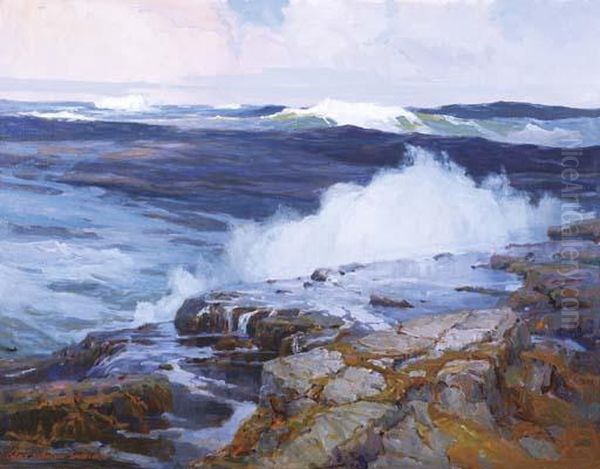 Rough Seas And Rocks (la Jolla Cove) Oil Painting by Jack Wilkinson Smith