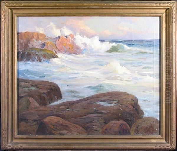 A Rocky Coast Oil Painting by Jack Wilkinson Smith