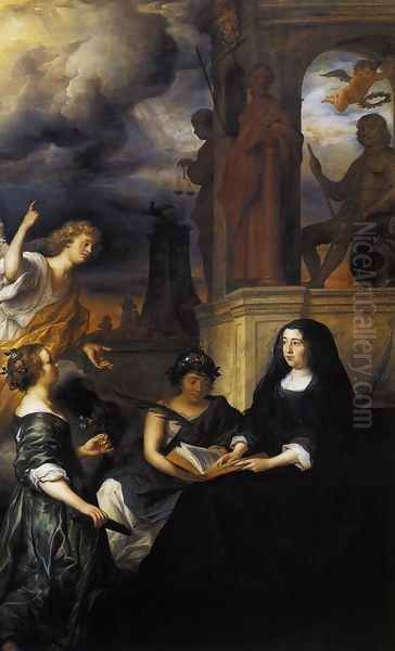 Hope Comes to Amalia van Solms at the Tomb of Frederik Hendrik 1654 Oil Painting by Govert Teunisz. Flinck