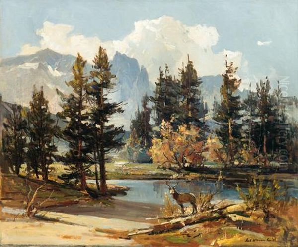 Stag In A Sierra Landscape Oil Painting by Jack Wilkinson Smith