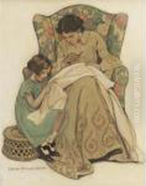 The Sewing Lesson Oil Painting by Jessie Wilcox-Smith