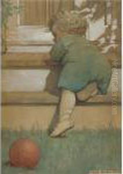 Then The Toddling Baby Boy (the Second Age) Oil Painting by Jessie Wilcox-Smith