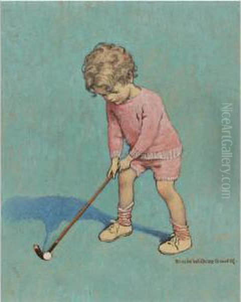 Thegolfer Oil Painting by Jessie Wilcox-Smith