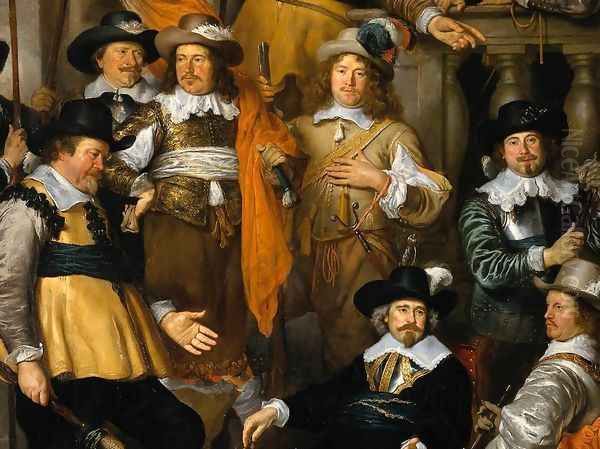 The Company of Cpt. Aelbert Bas and Lt. Lucas Conijn [detail #] Oil Painting by Govert Teunisz. Flinck