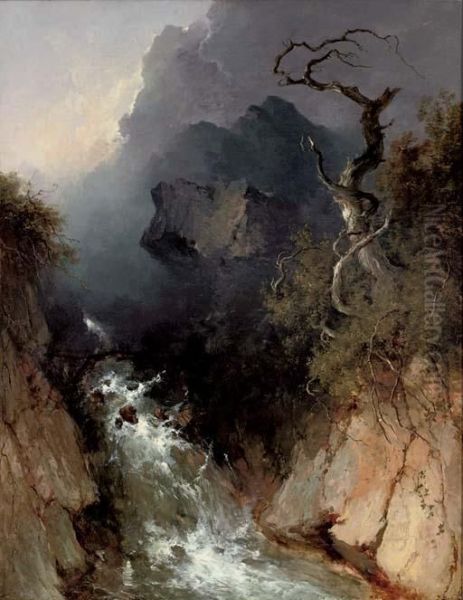 The Rocky Waterfall Oil Painting by John Brandon Smith