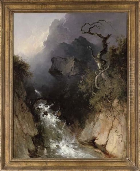 The Rocky Waterfall Oil Painting by John Brandon Smith