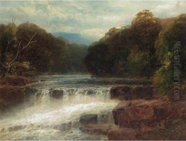 On The River Llugwy, North Wales Oil Painting by John Brandon Smith