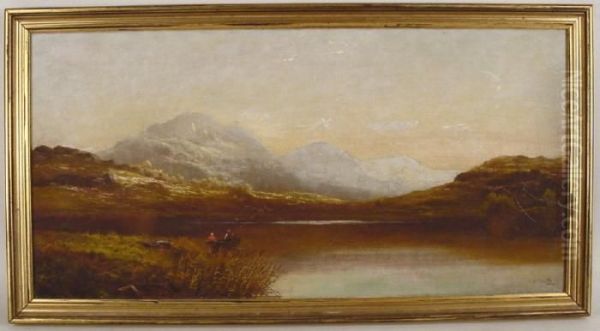 Fishermenand Mountains Oil Painting by John Brandon Smith