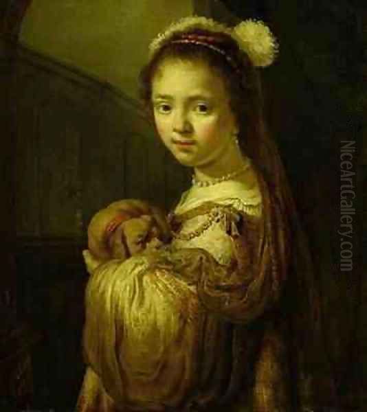 Picture of a Young Girl Oil Painting by Govert Teunisz. Flinck