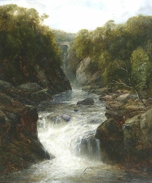 A Waterfall Oil Painting by John Brandon Smith