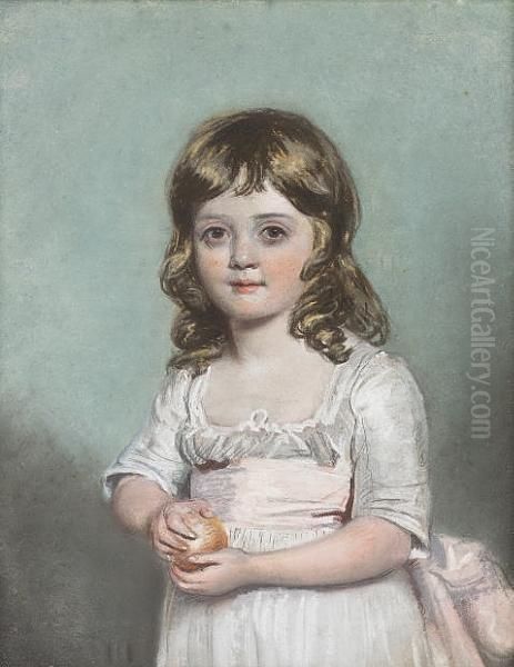 Portrait Of A Child Holding An Orange Oil Painting by John Raphael Smith