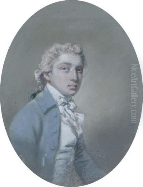 Portrait Of A Young Gentleman, Half-length, In A Grey Coat Oil Painting by John Raphael Smith