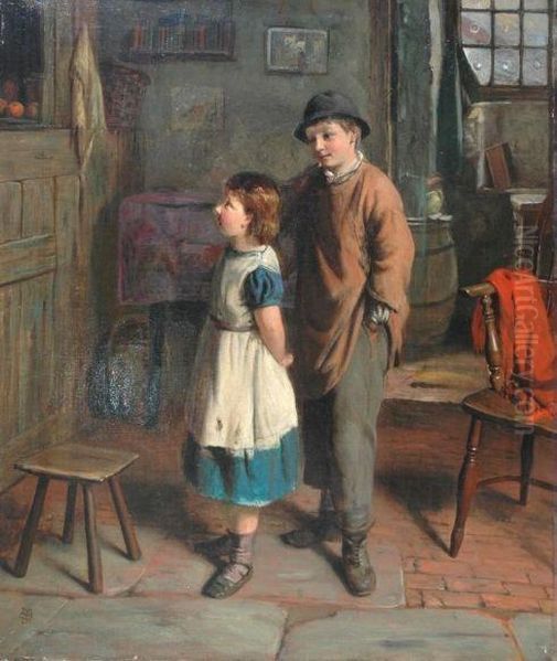 Children In The Kitchen Oil Painting by John Wells Smith