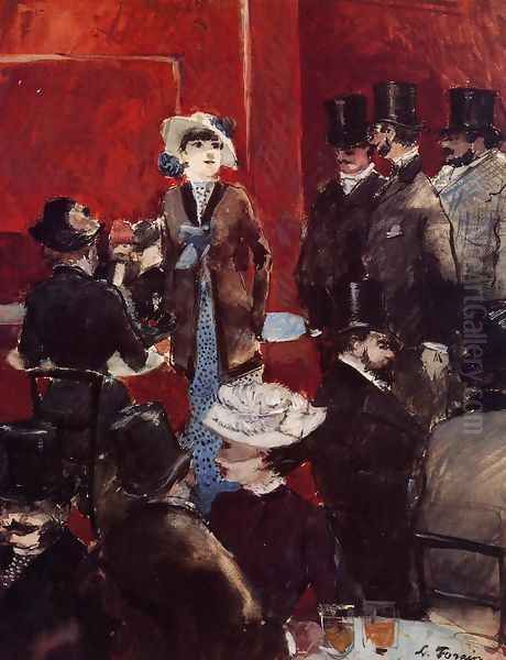 At The Cafe Oil Painting by Jean-Louis Forain