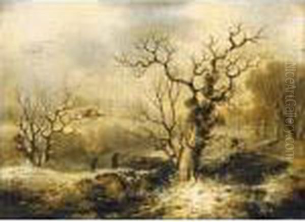 A Winter Landscape Oil Painting by George, of Chichester Smith