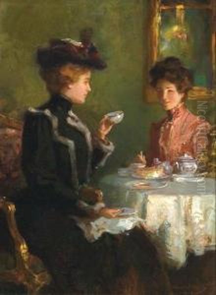 A Cup Of Tea Oil Painting by Walter Granville-Smith