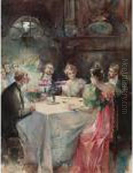 The Sparkling Conversationist Oil Painting by Walter Granville-Smith