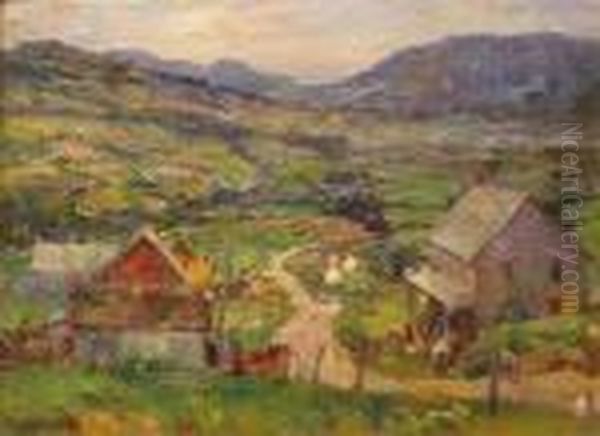 Mountain Side Farms, Near St. Urbain, Canada Oil Painting by Walter Granville-Smith