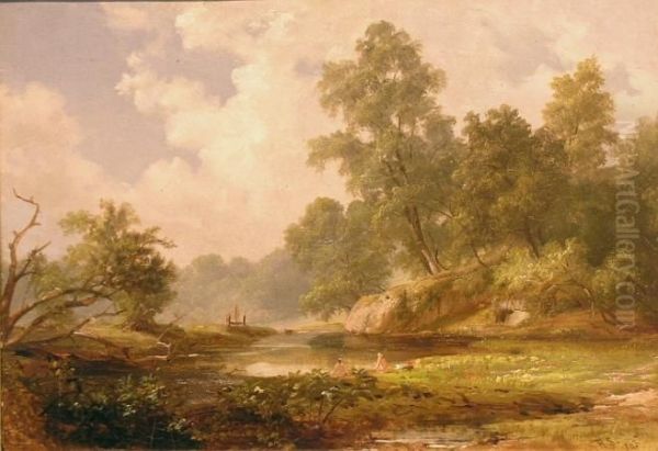 The Dam At Branchtown Oil Painting by William Russell Smith