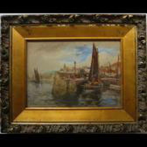 Fishing Harbour Oil Painting by William St. Thomas Smith